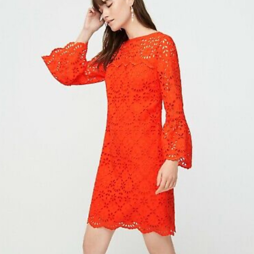 J.Crew NWOT bell-sleeve dress in embroidered eyelet